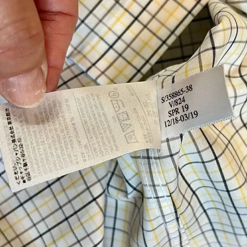 Banana Republic No-Iron Standard Fit Plaid Button Up Long Sleeve Shirt Large